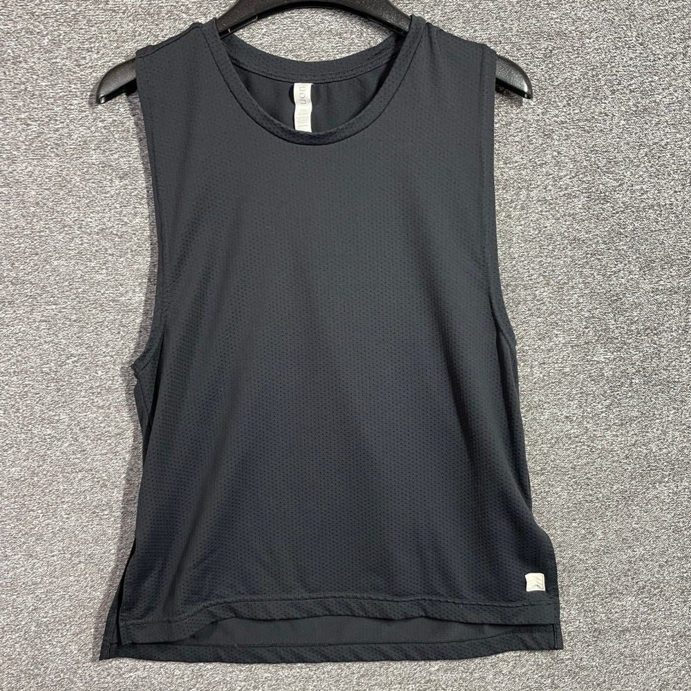 Vuori Top Womens XS Rise Shine Muscle Tank Black Mesh Athletic Workout Top